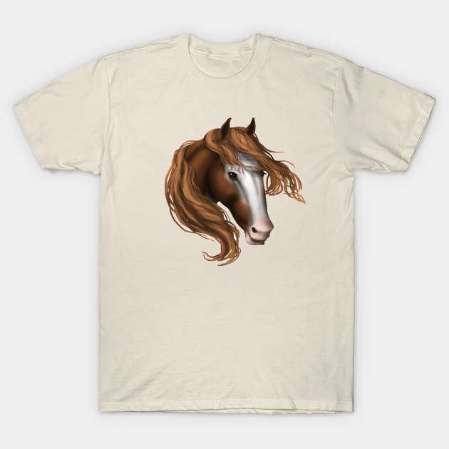 Horse Head - Bald Face Brown Eyes T-Shirt by FalconArt